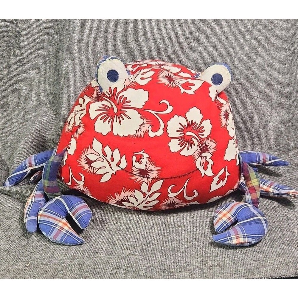 Pottery Barn Kids Hawaiian Tropical Plaid Crab Stuffed Plush Toy - Used